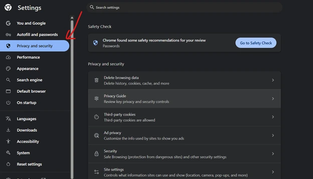 مدیریت تنظیمات حریم خصوصی در گوگل