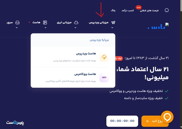 بخش هاستینگ پارس هاست
