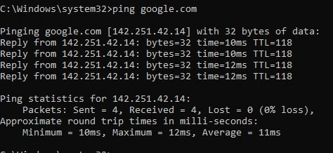 کد پینگ برای تست سریع