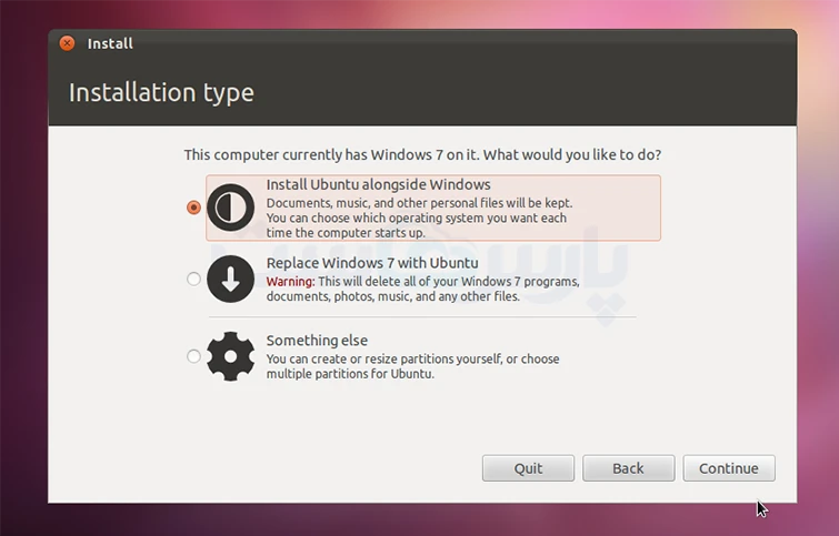 نصب اوبونتو در کنار ویندوز (Dual Boot)